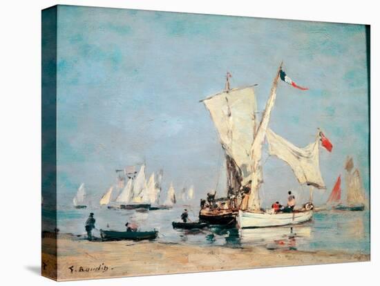 Sailing Boats, C, 1869 (Oil on Wood)-Eugene Louis Boudin-Premier Image Canvas