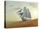 Sailing Ship In Desert-Mike_Kiev-Stretched Canvas
