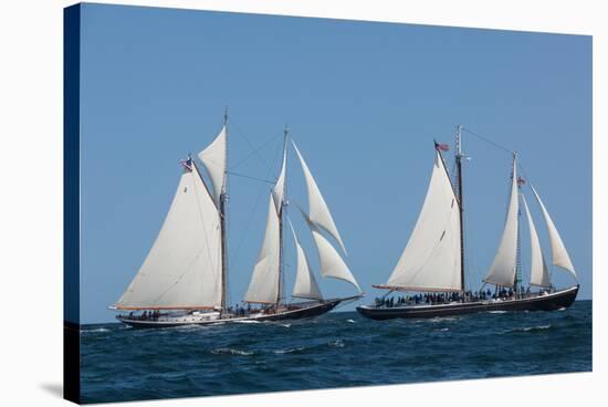 Sailing ship in the ocean at Gloucester Schooner Festival, Gloucester, Cape Ann, Essex County, M...-null-Stretched Canvas