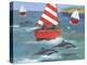 Sailing with Dolphins-Peter Adderley-Stretched Canvas