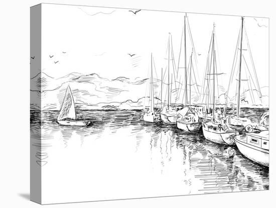 Sailing Yachts and Boat Illustration-ZoomTeam-Stretched Canvas