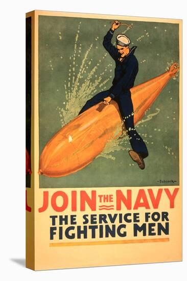 Sailor Riding Torpedo, Navy Poster-null-Stretched Canvas