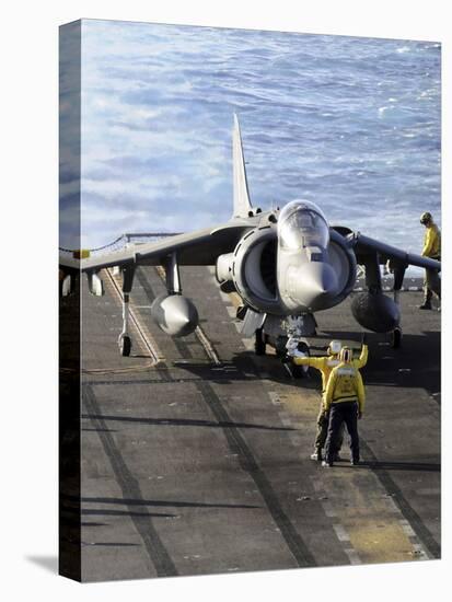 Sailors Prepare to Launch an AV-8B Harrier During Flight Operations Aboard USS Peleliu-Stocktrek Images-Premier Image Canvas