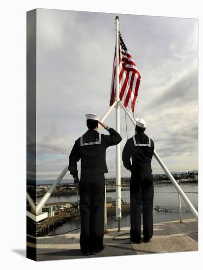 Sailors Raise the National Ensign Aboard USS Abraham Lincoln-Stocktrek Images-Premier Image Canvas