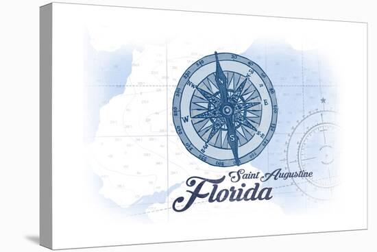 Saint Augustine, Florida - Compass - Blue - Coastal Icon-Lantern Press-Stretched Canvas