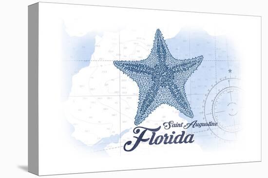 Saint Augustine, Florida - Starfish - Blue - Coastal Icon-Lantern Press-Stretched Canvas