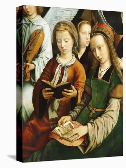 Saint Barbara and Saint Cecilia Reading, Detail from Virgin Among Virgins, 1460-Gerard David-Premier Image Canvas