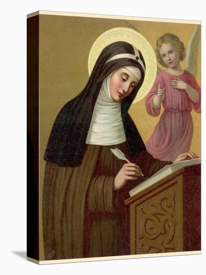 Saint Brigid Irish Abbess Depicted Receiving Help with Her Writing from an Angel-null-Premier Image Canvas