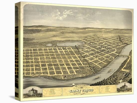 Saint Cloud, Minnesota - Panoramic Map-Lantern Press-Stretched Canvas