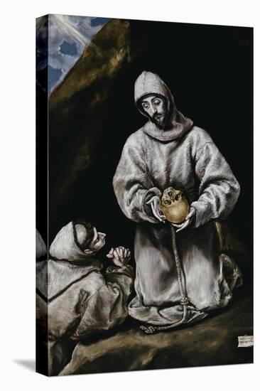 Saint Francis Contemplating a Skull with Brother Leo-El Greco-Premier Image Canvas
