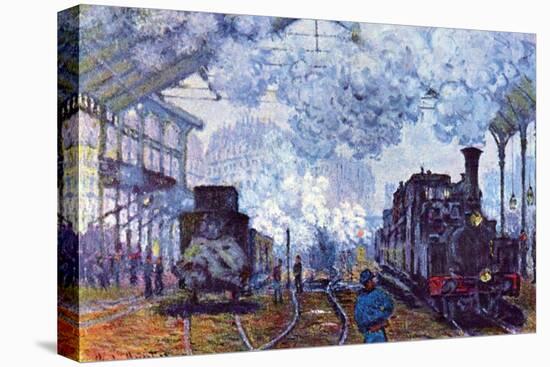 Saint Lazare Station in Paris, Arrival of a Train-Claude Monet-Stretched Canvas