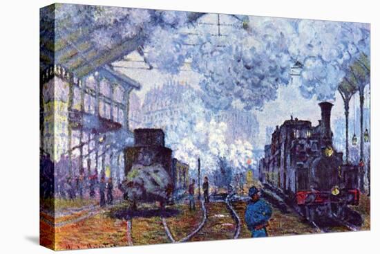 Saint Lazare Station In Paris, Arrival of a Train-Claude Monet-Stretched Canvas