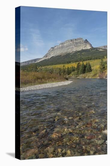 Saint Mary River and Singleshot Mountain in autumn, Glacier National Park, Montana.-Alan Majchrowicz-Premier Image Canvas