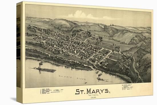 Saint Marys, West Virginia - Panoramic Map-Lantern Press-Stretched Canvas