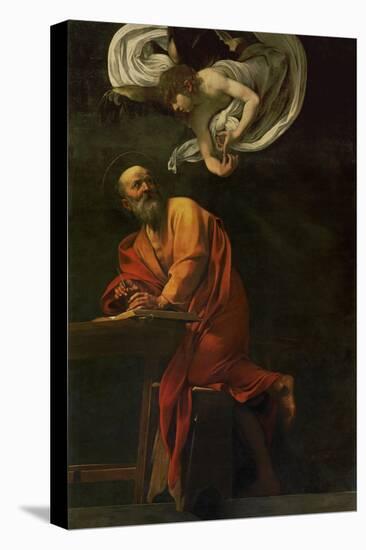 Saint Matthew Writing, Inspired by an Angel, 1600-1602-Caravaggio-Premier Image Canvas