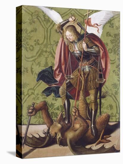 Saint Michel terrassant le démon-Josse Lieferinxe-Premier Image Canvas