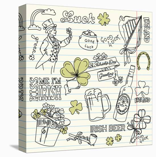 Saint Patrick's Day Doodles - Vintage Style-Alisa Foytik-Stretched Canvas