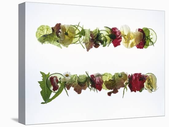 Salad Leaves with Meadow Flowers-Luzia Ellert-Premier Image Canvas