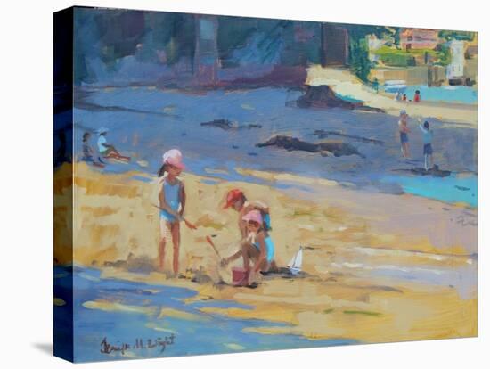 Salcombe Beach, Children-Jennifer Wright-Premier Image Canvas