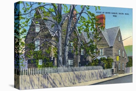 Salem, Massachusetts, Exterior View of the House of Seven Gables-Lantern Press-Stretched Canvas