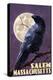 Salem, Massachusetts - Raven and Moon Purple Sky-Lantern Press-Stretched Canvas