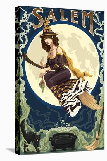 Salem, Massachusetts - Witch Scene-Lantern Press-Stretched Canvas