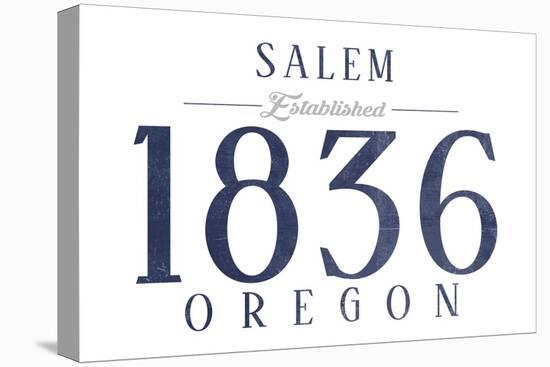 Salem, Oregon - Established Date (Blue)-Lantern Press-Stretched Canvas