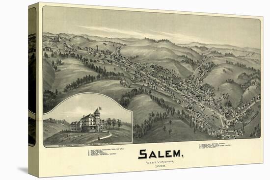 Salem, West Virginia - Panoramic Map-Lantern Press-Stretched Canvas