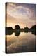 Salisbury Cathedral Spire and a beautiful dawn sky reflected in a rippled pond, Salisbury, Wiltshir-Adam Burton-Premier Image Canvas