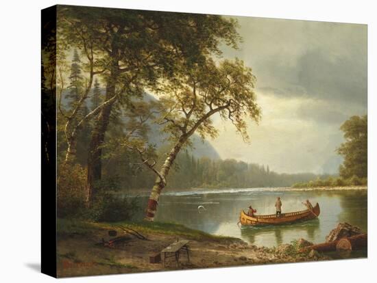 Salmon Fishing on the Caspapediac River (Quebec, Canada)-Albert Bierstadt-Premier Image Canvas