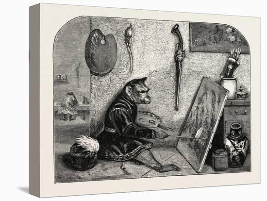 Salon of 1855. Monkey Painter, 1855-Alexandre Gabriel Decamps-Premier Image Canvas