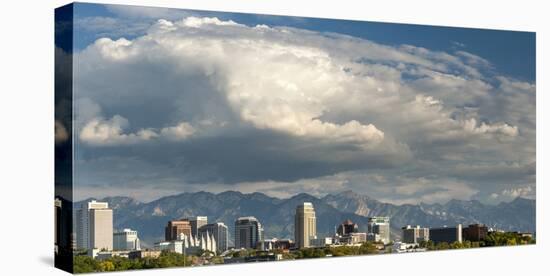 Salt Lake City below the Wasatch Mountain Range, Utah.-Howie Garber-Premier Image Canvas