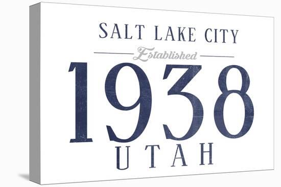 Salt Lake City, Utah - Established Date (Blue)-Lantern Press-Stretched Canvas