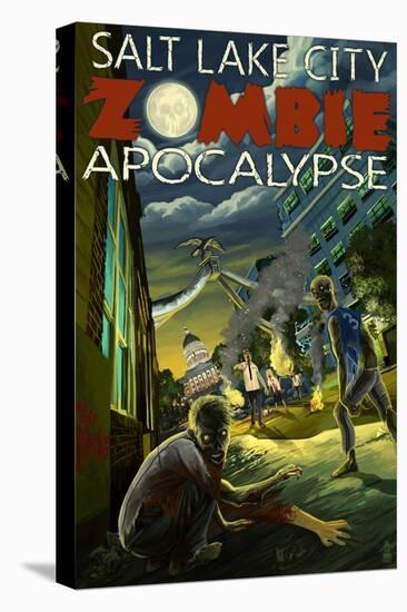 Salt Lake City, Utah - Mormon Zombie Apocalypse-Lantern Press-Stretched Canvas