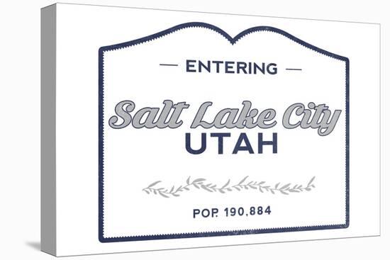 Salt Lake City, Utah - Now Entering (Blue)-Lantern Press-Stretched Canvas