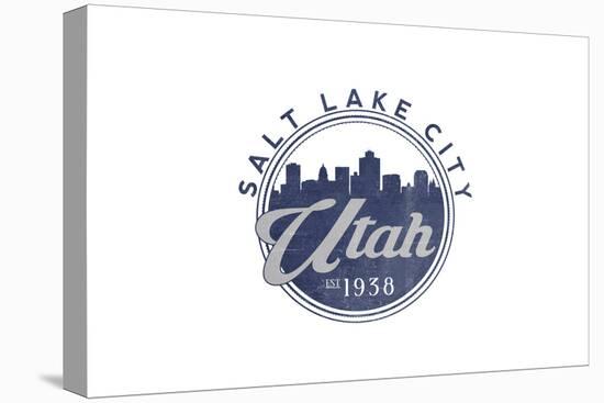 Salt Lake City, Utah - Skyline Seal (Blue)-Lantern Press-Stretched Canvas