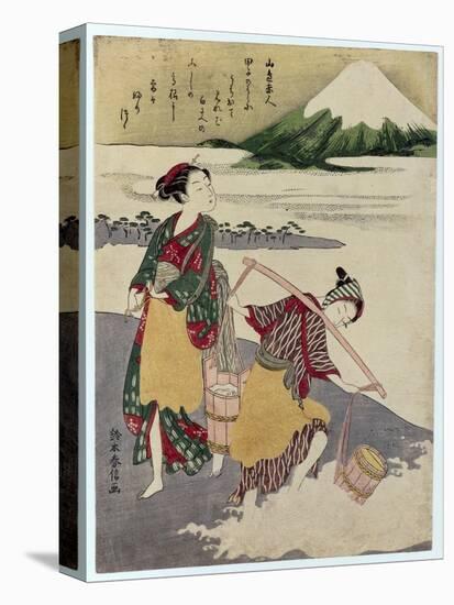 Salt Maidens on the Tago-No-Ura Beach with Mt. Fuji Behind-Suzuki Harunobu-Premier Image Canvas