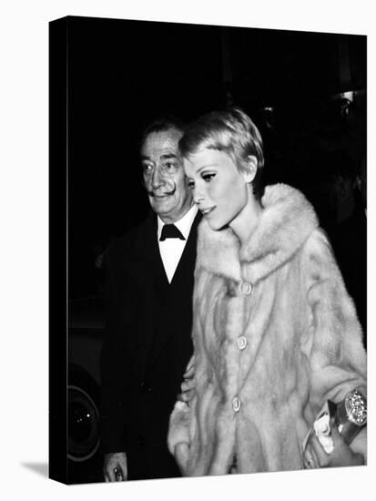 Salvador Dali and Mia Farrow at the Premiere of the Film "The Night of the Generals", Paris-null-Stretched Canvas
