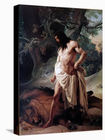 Samson Watches the Lion He Just Killed with Bare Hands (Oil on Canvas, 1842)-Francesco Hayez-Premier Image Canvas