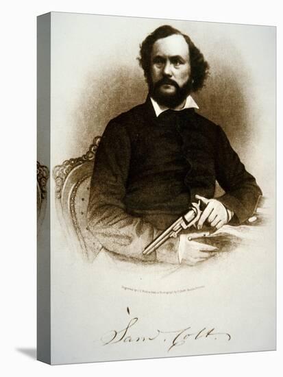 Samuel Colt Holding One of His Percussion Revolvers (Engraving)-American-Premier Image Canvas