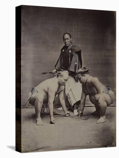 Samurai, Japanese Wrestlers and Tattooed Men, 1870's-90's-null-Premier Image Canvas