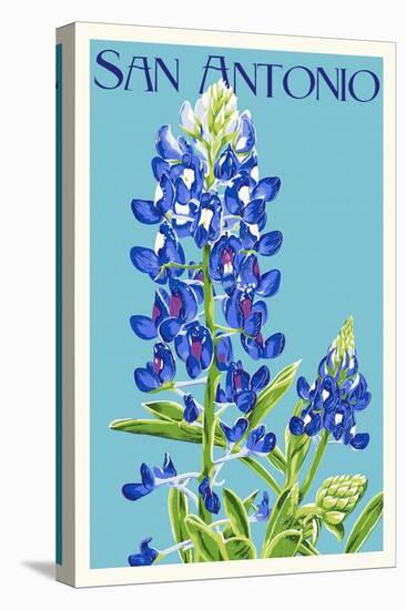 San Antonio, Texas - Bluebonnet-Lantern Press-Stretched Canvas