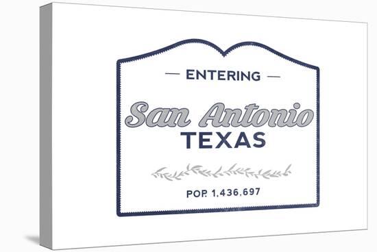 San Antonio, Texas - Now Entering (Blue)-Lantern Press-Stretched Canvas