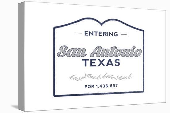 San Antonio, Texas - Now Entering (Blue)-Lantern Press-Stretched Canvas