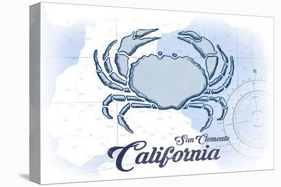 San Clemente, California - Crab - Blue - Coastal Icon-Lantern Press-Stretched Canvas