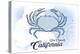 San Clemente, California - Crab - Blue - Coastal Icon-Lantern Press-Stretched Canvas