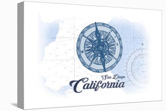 San Diego, California - Compass - Blue - Coastal Icon-Lantern Press-Stretched Canvas