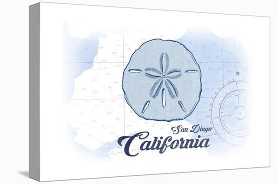 San Diego, California - Sand Dollar - Blue - Coastal Icon-Lantern Press-Stretched Canvas