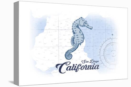 San Diego, California - Seahorse - Blue - Coastal Icon-Lantern Press-Stretched Canvas