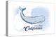 San Diego, California - Whale - Blue - Coastal Icon-Lantern Press-Stretched Canvas